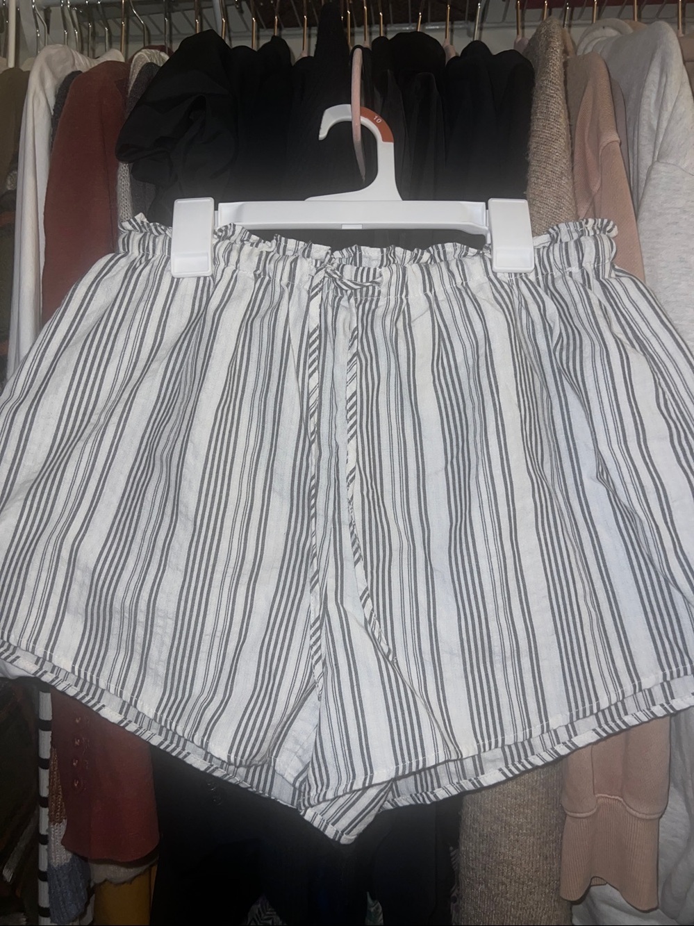 H&M Striped Paperbag-Waist Shorts